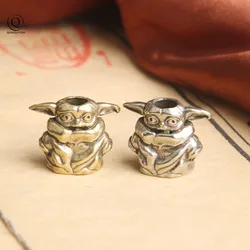 Planet Alien Baby Brass Knife Beads Pendants EDC Umbrella Hanging Jewelry Copper Keychain DIY Lanyard Handmade Woven Rope Parts
