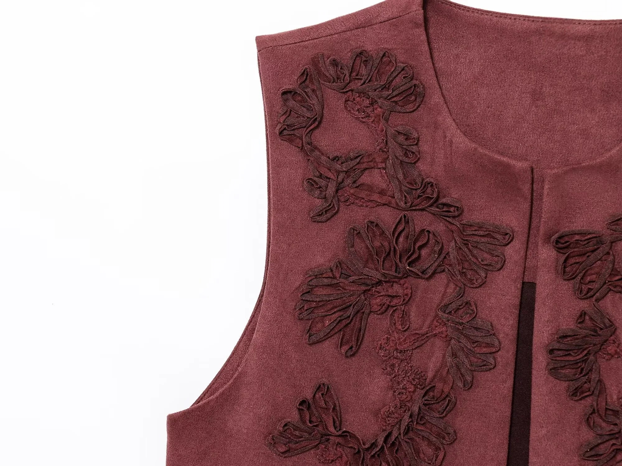 RARA 2025 Womens Sleeveless Vest Intricate Floral Embroidery Design Open - front Style for Versatile Layering