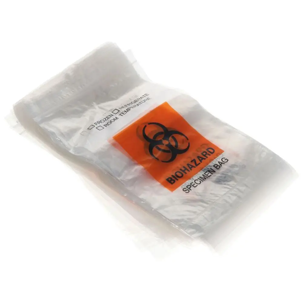 100pcs Biohazard Specimen Bags 6x9.8in/15x25cm Laboratory Sample Bag with Biohazard Logo Printing Biohazard Waste Disposal Bags