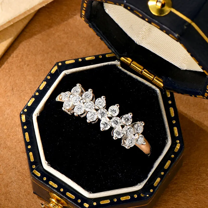 

Ehhai GRA Certified 2mm Round Moissanite Ring for Women 925 Sterling Silver Flower Wedding Engagement Rings Fine Jewelry Gifts