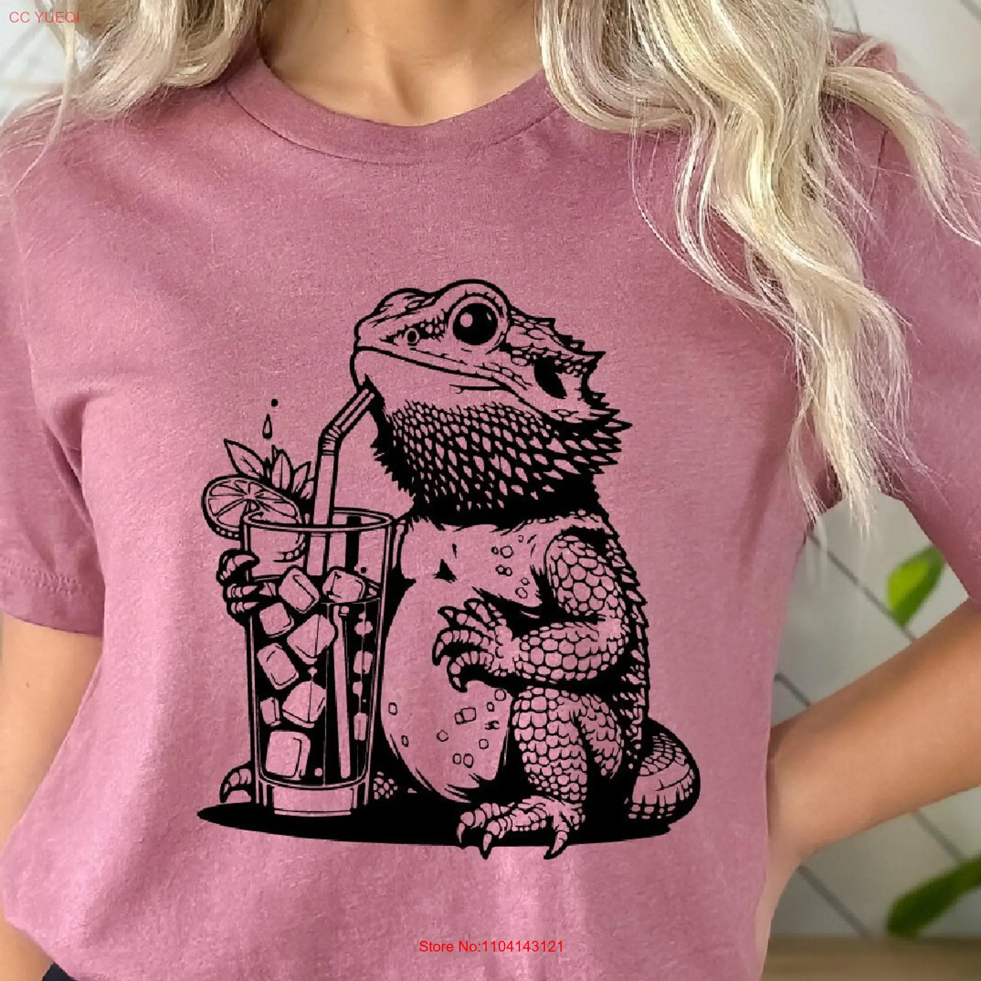 Bearded Dragon Drink T Shirt Pet Reptile Lover Owner long or short sleeves