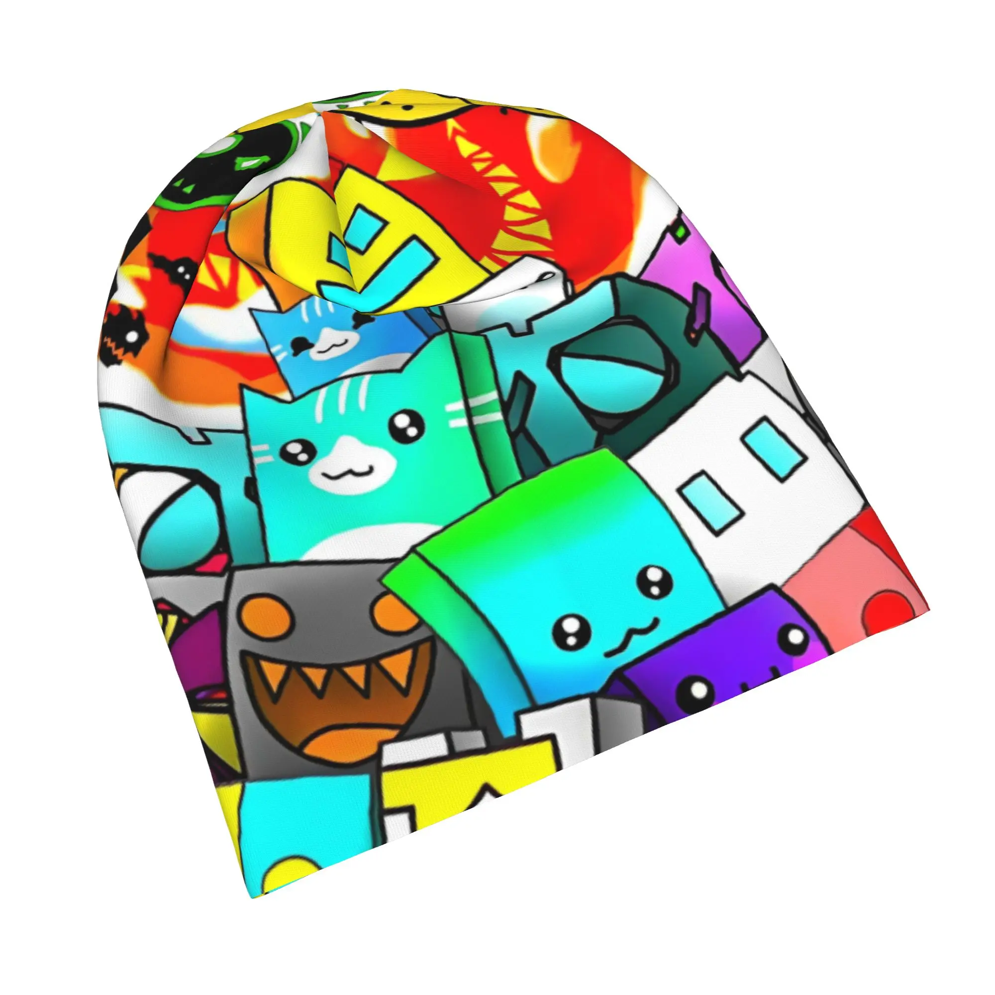 Geometry Cube Gaming Dash Bonnet Hat Goth Outdoor  Skullies Beanies Hats Unisex Warm Thermal Elastic Caps