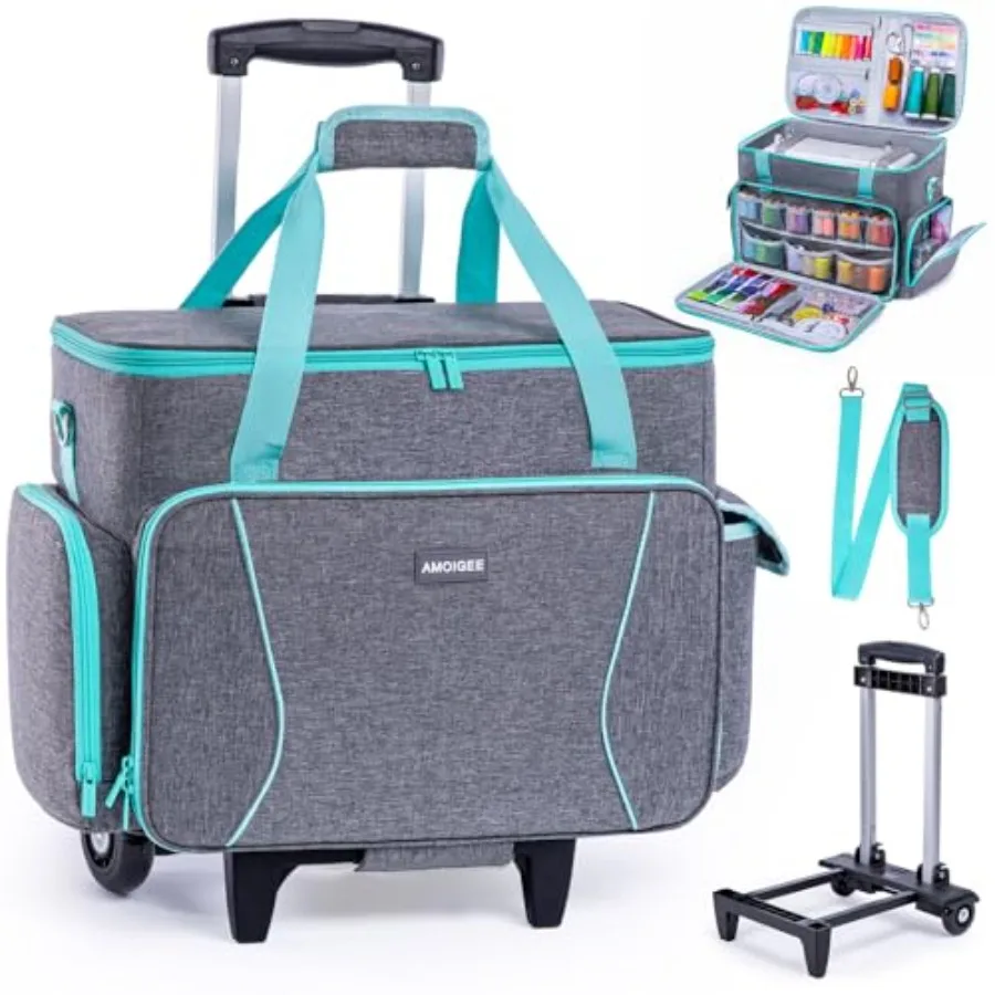 

Rolling Sewing Machine Case with Detachable Frame Trolley and Removable Padding for Most Standard Machines in Black Fits Singer