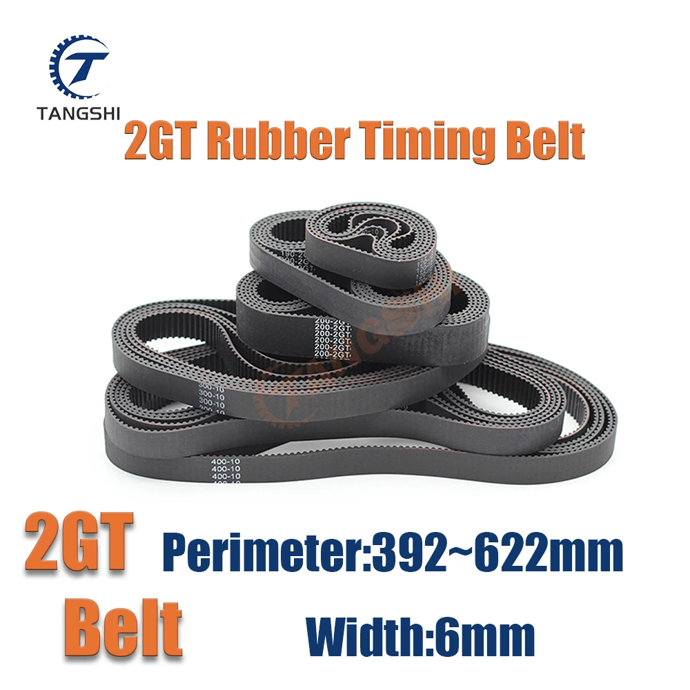 2GT Rubber Closed Loop Timing Belt Width 6mm Perimeter 392mm~622mm GT2 3D Printer Synchronous Belt Parts 2GT-410 2GT-460 2GT-520