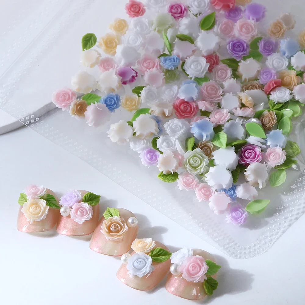 100 Stück/Beutel, gemischte Rosenblüten, Kunstharz, Kunstdekorationen, 3D-Charms, Zubehör, Epoxid-Silikonform, Füllung, DIY, Basteln, Schmuckherstellung