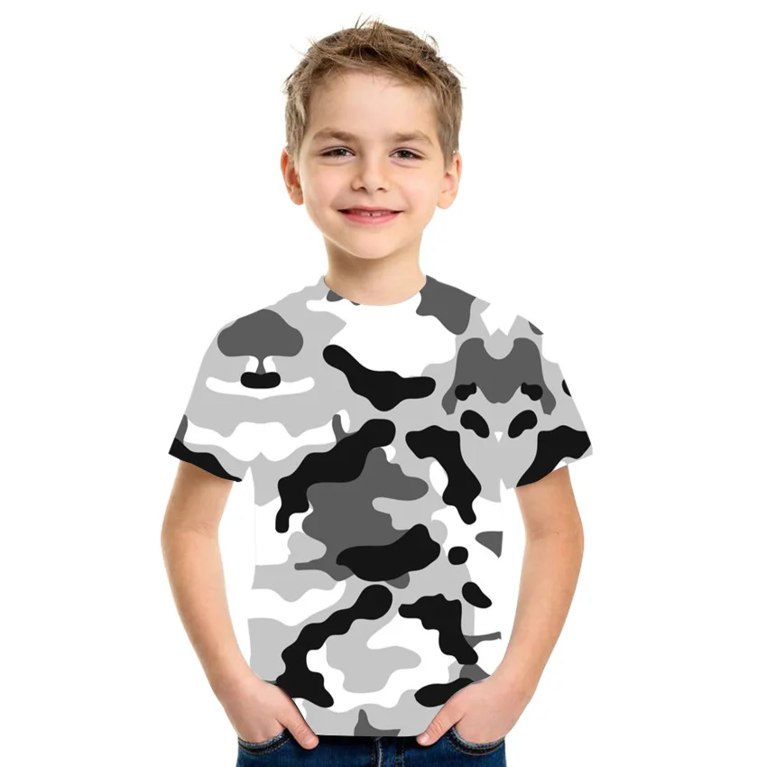 Kids Clothes Camouflage Color 3D Printing T-Shirt Boys Girls Clothing 2-10y Child Baby O-Neck Top Summer Outdoor Play Clothes - Image 4
