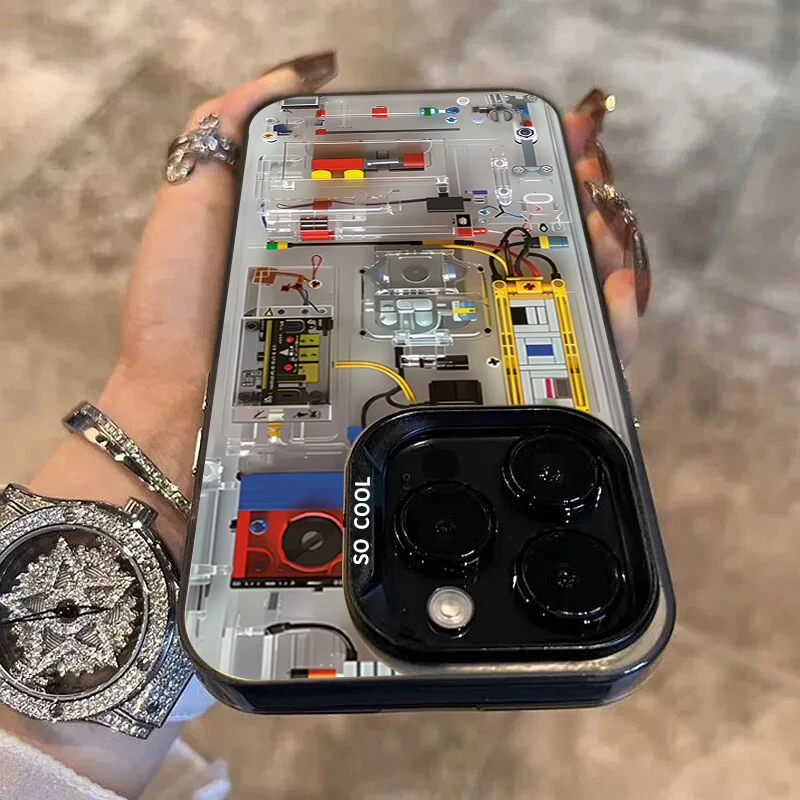 Creative Mechanical Circuit Pattern Case For Xiaomi Mi 14 13 12 13T 14T Pro 11 Lite 5G Poco F6 X5 X6 M6 Pro 4G Silver Hard Cover