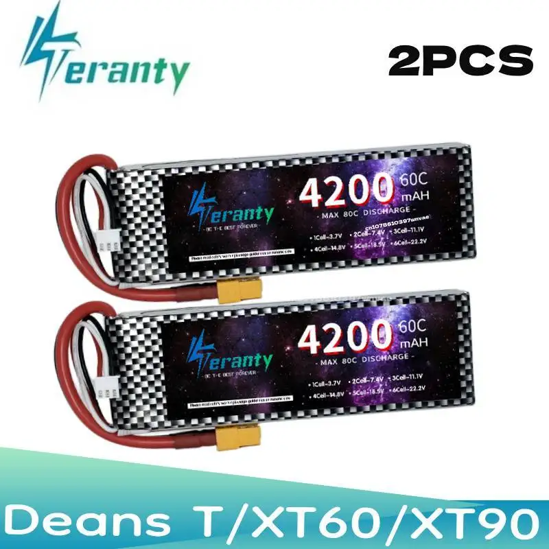 

Аккумулятор LiPo TERANTY 2S RC 7.4V 60C 4200mAh с разъемами T, XT60, XT90 для радиоуправляемых машин, грузовиков, лодок, квадрокоптеров, трюггеров, для гонок и езды