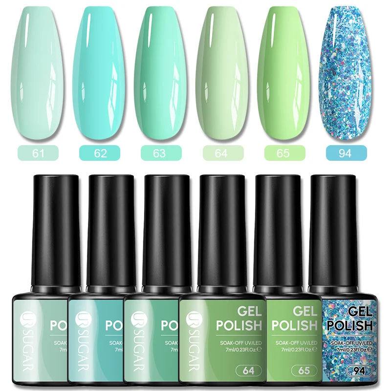 UR SUGAR 1/6 peças Kit de Esmalte em Gel Verde Menta Pastel Fresco, Tons Pastel, Removível UV LED, Gel Semipermanente para Arte de Unhas DIY Verão