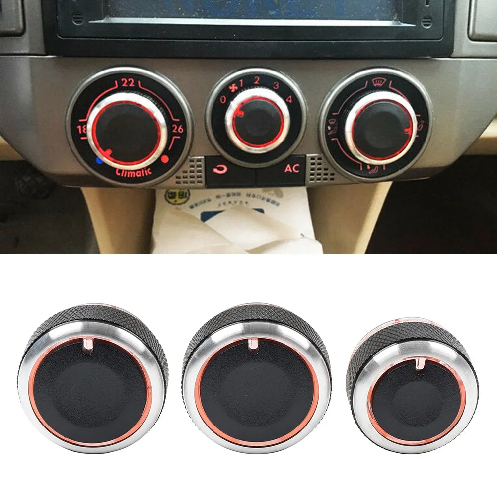 3Pcs Aluminum Car Air Conditioning Heat Control Knob A/C Switch for VW POLO 9N 9N3 6R 2004-2013