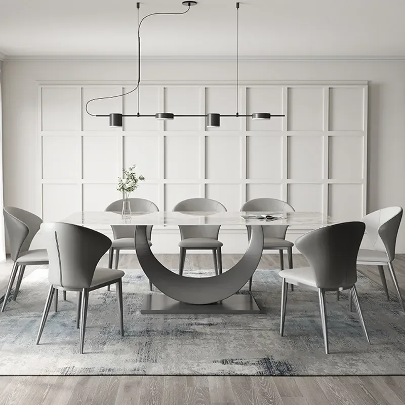 Rectangular Rock Slab Dining Table Italian Minimalist High Gloss Modern Simple Design for Small Apartment Household Use