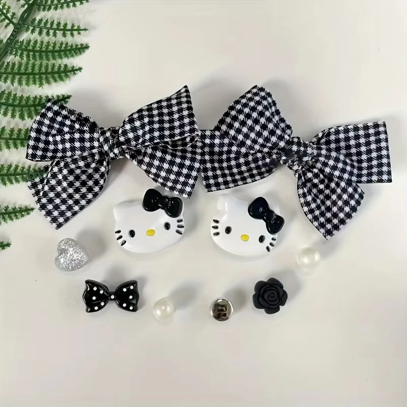 Hello Kitty Series Shoes Charms Bow Cartoon Anime Shoe Flowers For Clogs Sandals Diy Decoration Xmas Party Gifts Favors