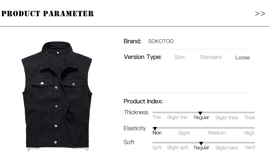 Klassische schwarze Jeansweste für Herren, einfarbig, vielseitig kombinierbar, ärmellose Weste, Baumwoll-Cargo-Tanktop, Großhandel, Dropshipping – Detail 1