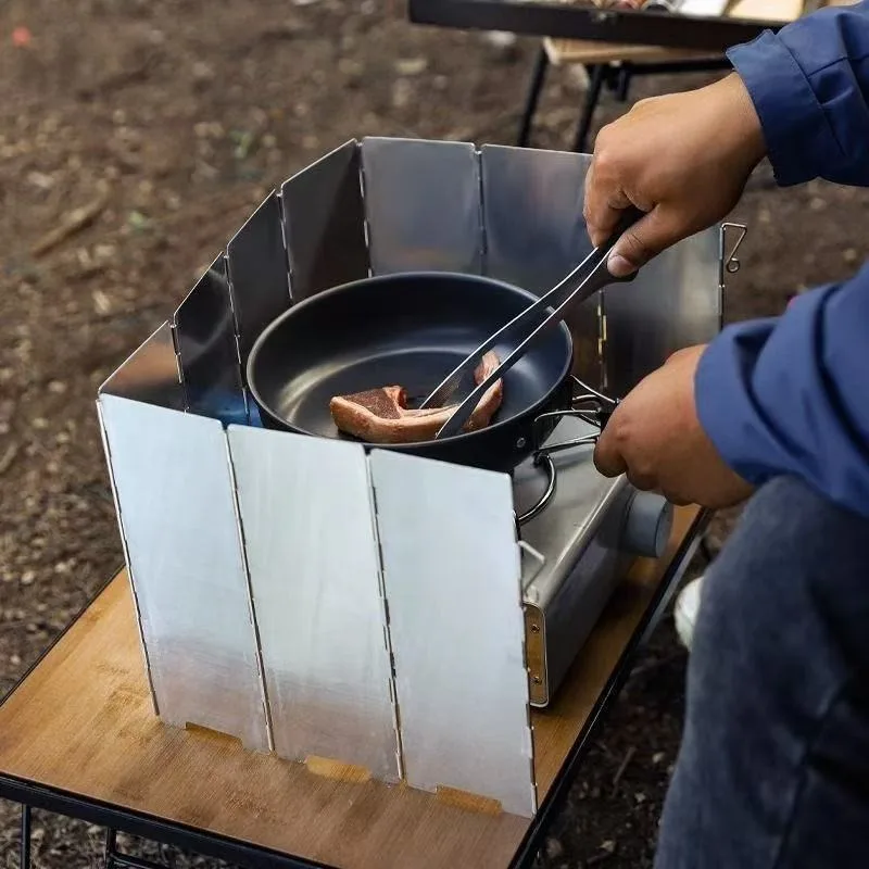 Foldable Camping Wind Shield Aluminum Alloy Wind Guard Portable Outdoor Stove Wind Screen for Backpacking Hiking Picnic