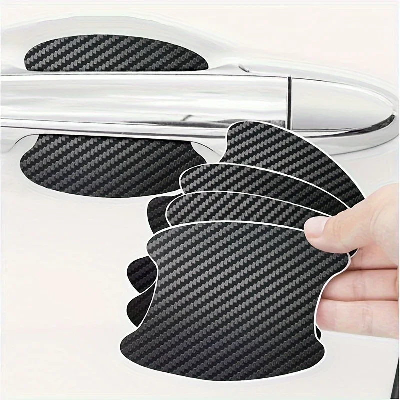 

4Pcs/Set Car Styling Mouldings Sticker Car Door Sticker Carbon Fiber Scratches Resistant Cover Auto Handle Protection Film Parts