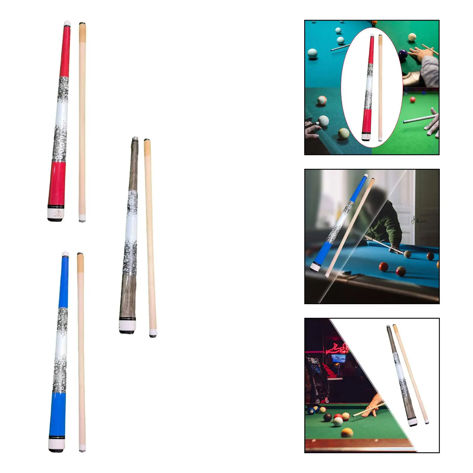 

Billiard Cues Stick Billiard Bar Cue for Pool Table Lightweight Portable Professional Versatile 57 inch 2 Shaft for Beginners