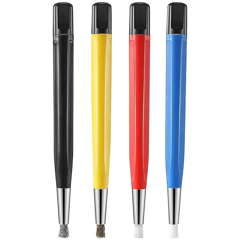 3Pcs/Set Rust Removal Brush Pen Glass Fiber / Brass /Steel /Nylon Brush Pen Shape Watch Parts Polishing Cleaning Tool