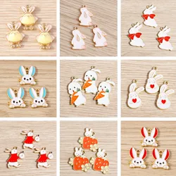 10pcs Cartoon Animal Charms Enamel Rabbit Charms Pendants for Jewelry Making Drop Earrings Necklaces Bracelets DIY Crafts Supply