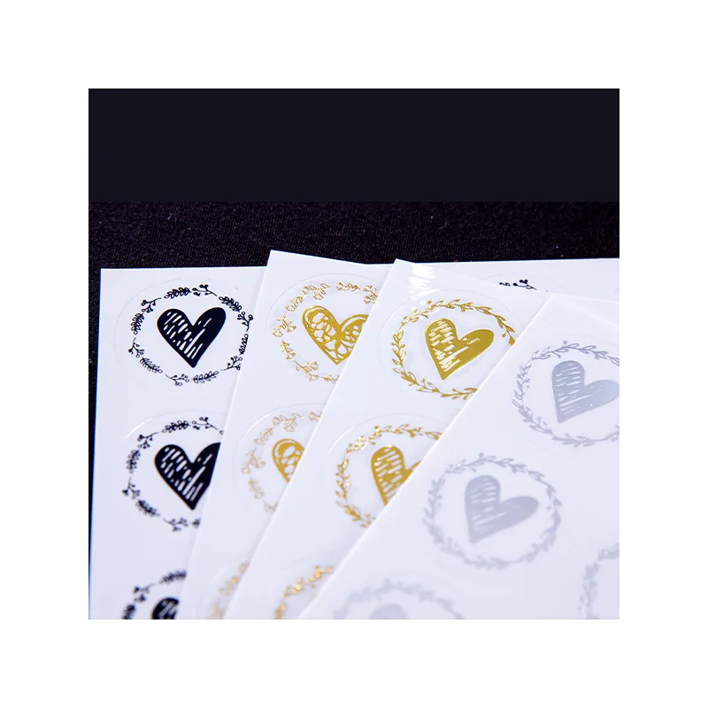 200pcs Heart Envelope Seals, Clear Bronzing Heart Stickers Round Sealing Sticker for Party Favor Wedding Invitation Card 3.2cm