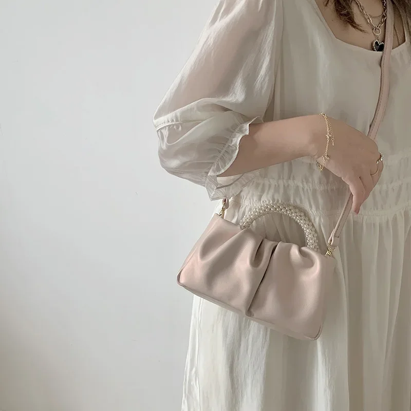 Fashion Pearl Handle Women Dinner Clutch Purse Handbags Luxury Design Ladies Square Shoulder Bags Female Small Messenger Bag