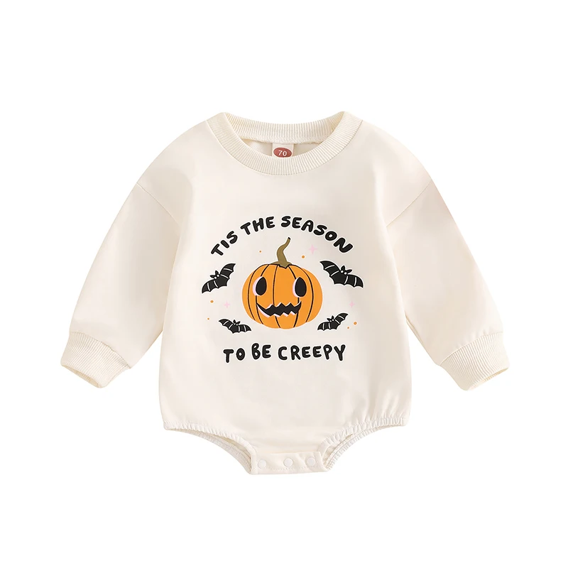 Newborn Infant Halloween Clothes Baby Boy Girl Cutest Pumpkin In The Patch Outfit Oversize Sweatshirt Romper Top