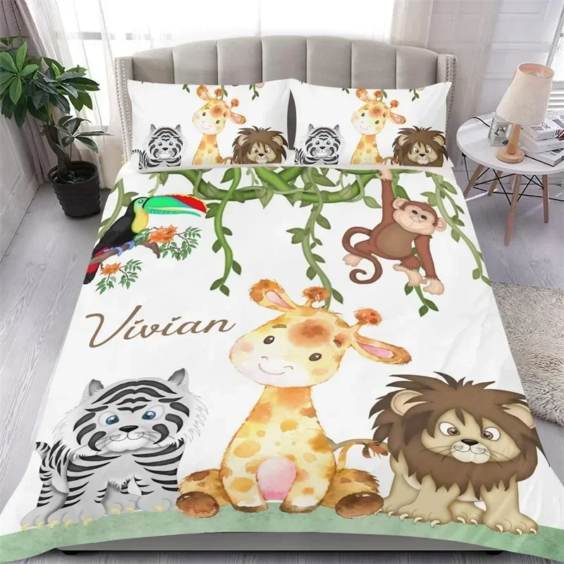 Lovely Baby Elephant Flowers Comfortable Duvet Quilt Cover Pillowcase Bedding Set Children Bedroom Decoration Home Textile