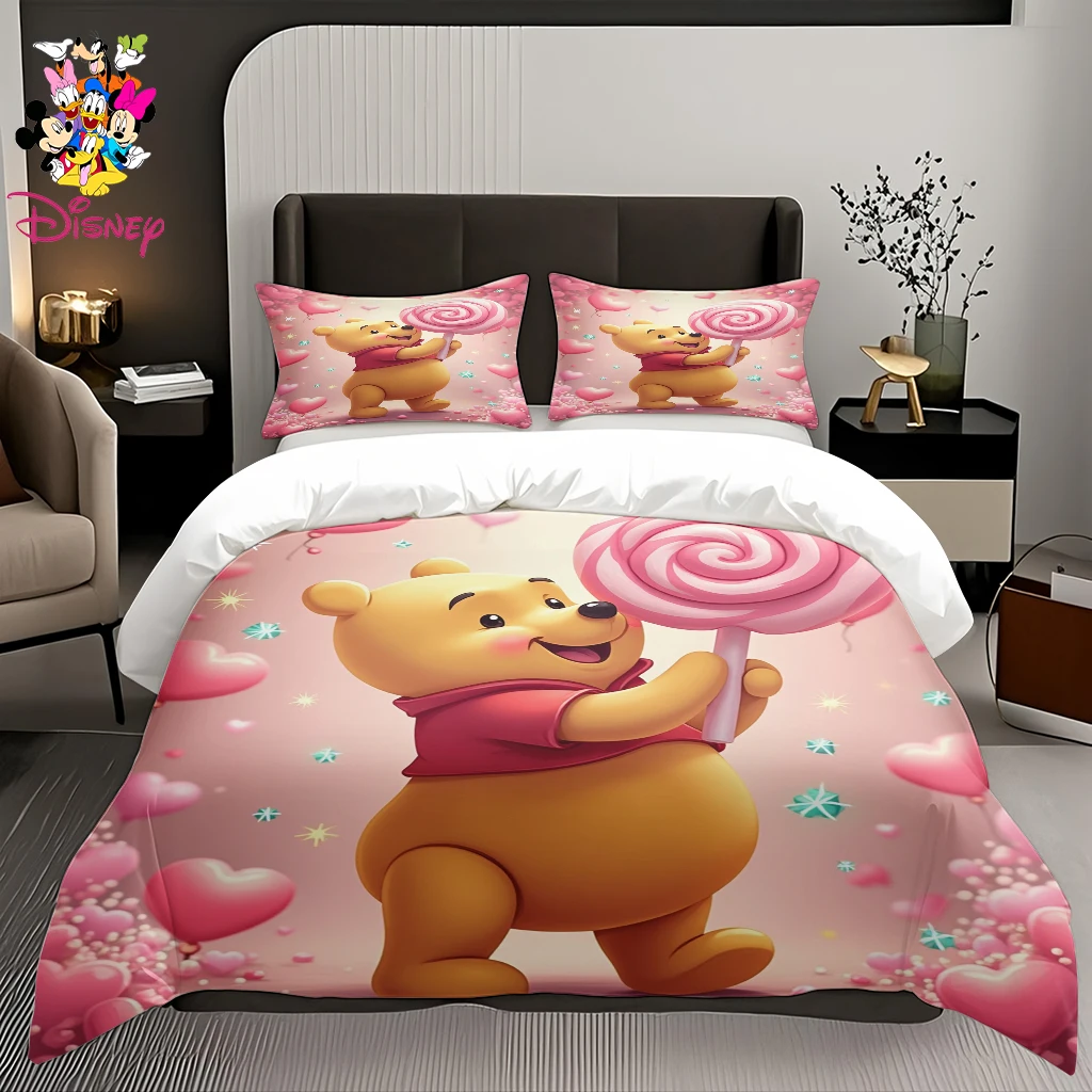 2/3 قطعة ديزني ستيتش ووني ذا بوه طقم غطاء لحاف بدون حشو سحابة مثل نعومة تنفس طقم سرير تصميم لعوب