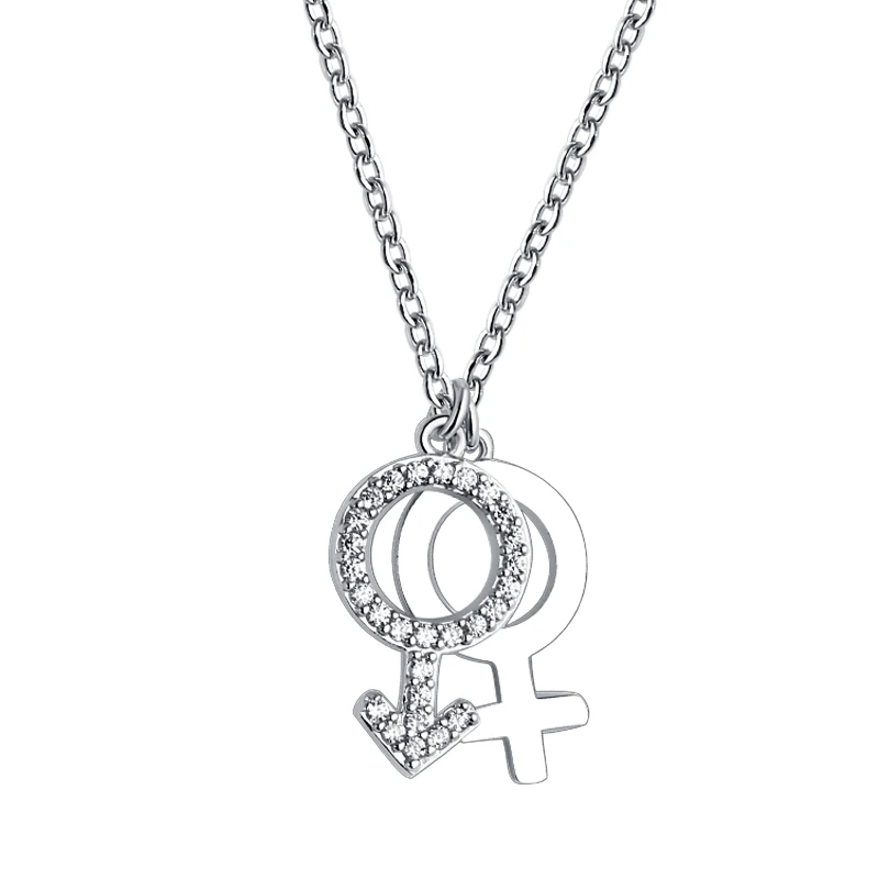 

Male Female Gender Symbol Jewelry 925 Sterling Silver Couples Necklaces for Boys Girls