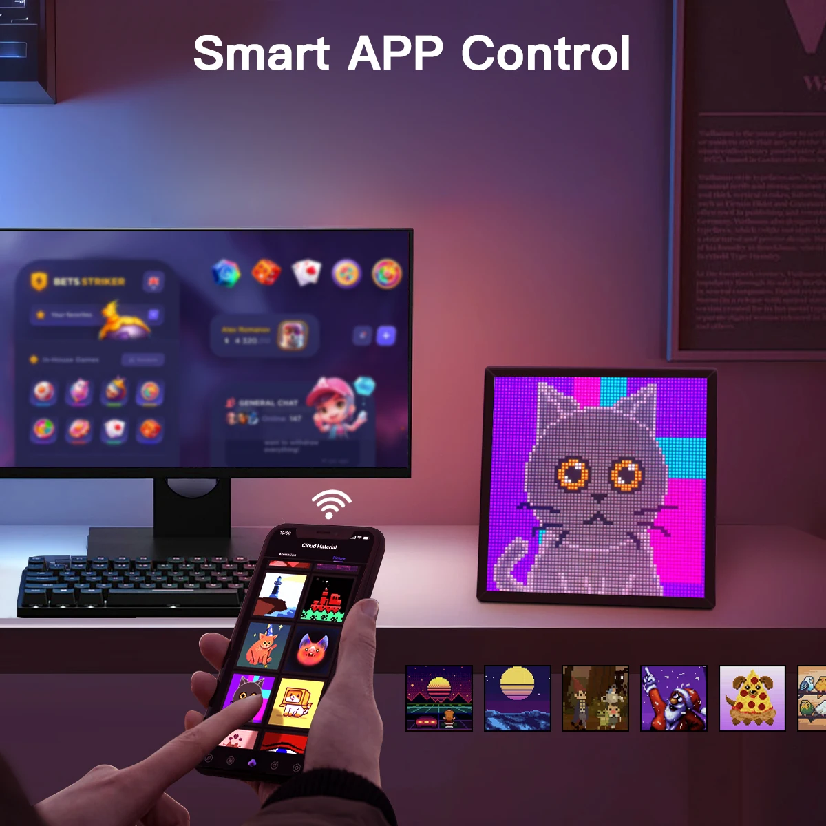 USB Powered Bluetooth Control LED Panel Light Text Pattern Animation Programmable Display Desk Decor Smart LED Pixel Screen Lamp