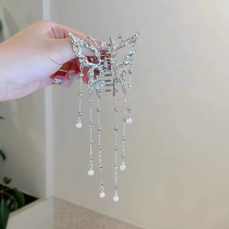 1pc elegant hollow liquid butterfly fringe hair clip women\'s half tie hair clip clip Shark clip headpiece clip