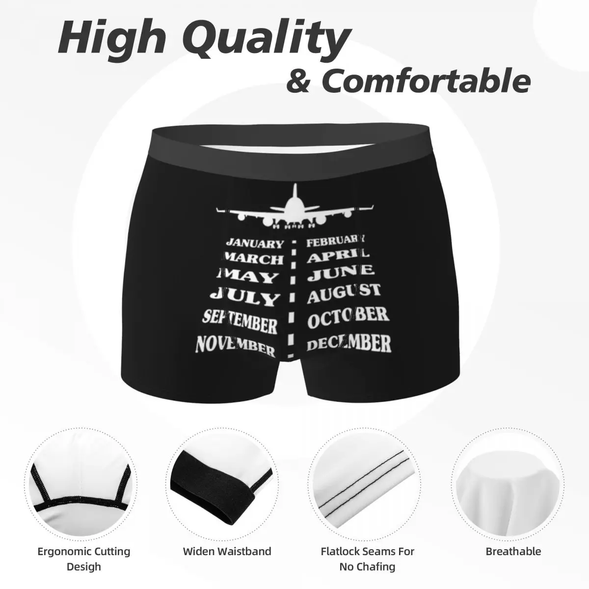 Boxer Underpants Shorts Born To Fly, Funny Airplane Pilot Gift Panties Men's Breathable Underwear for Homme Man Boyfriend Gift