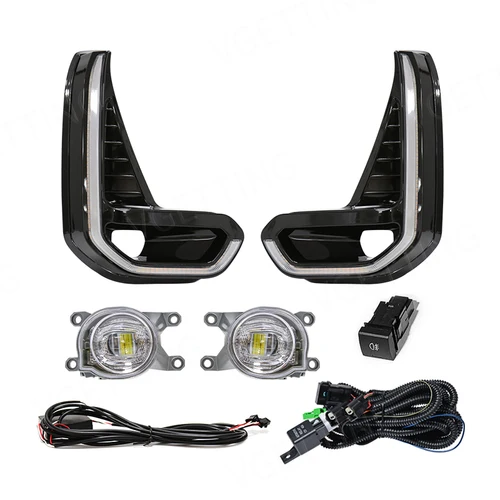 Imagen 2 del producto Para Toyota Hilux Revo 2020 2021 Led DRL lámpara antiniebla luz de circulación diurna conducción de parachoques impermeable interruptor de cables de señal de giro