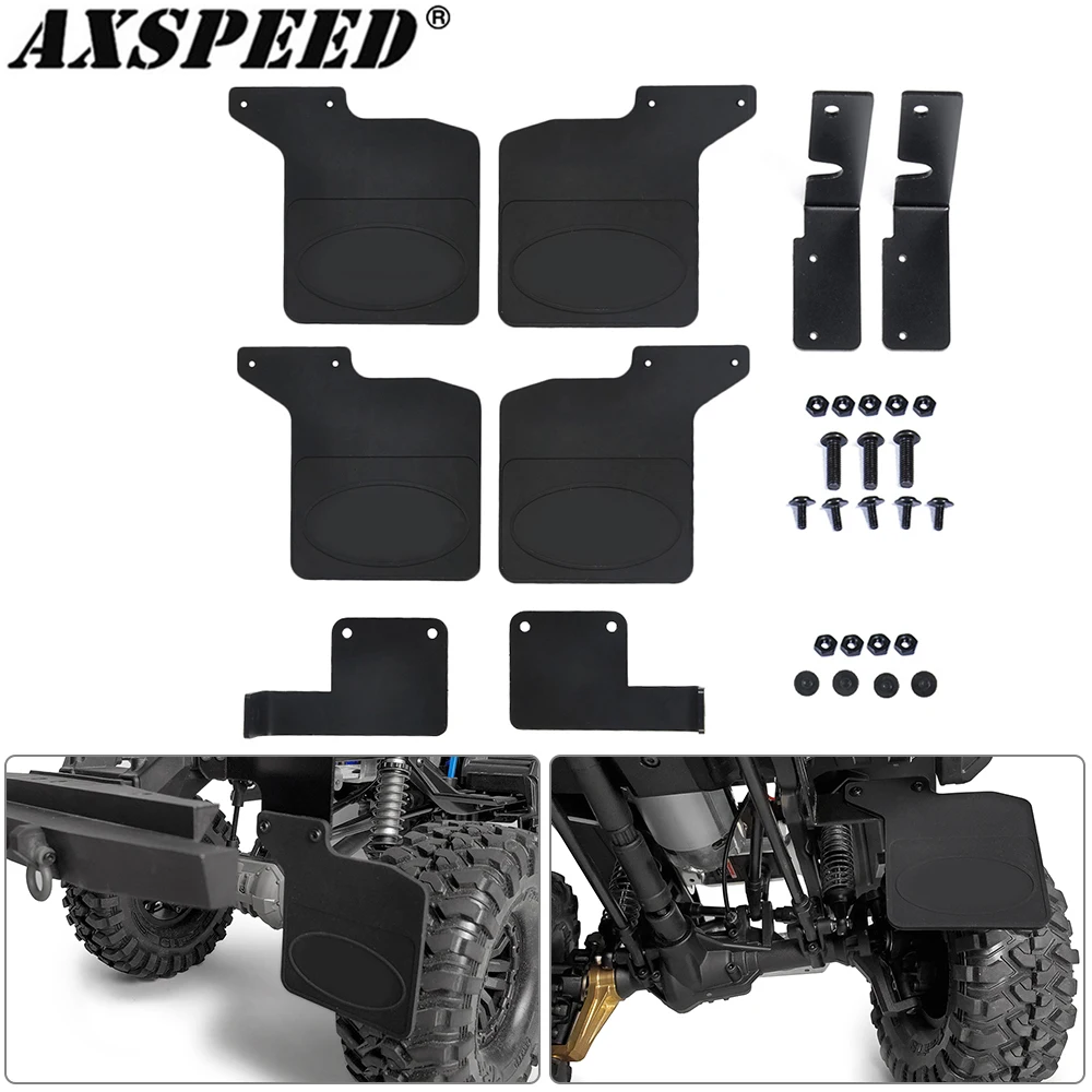 AXSPEED Rubber Mud Flaps Front Rear Fenders with Mounting Base for 1/10 RC Crawler Car TRX4 Trx-4 Upgrade Parts