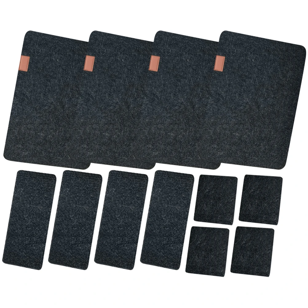 

Felt Placemats Coasters Square Mats Cutlery Bags for Dining Table 4 Sets Dinner Heat Insulation Protective Place Mats Stylish