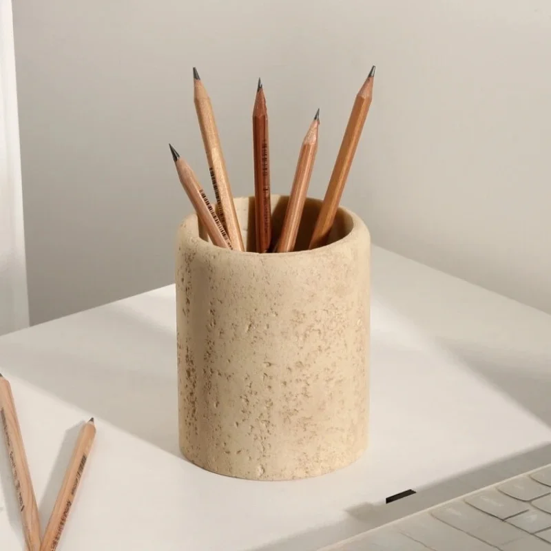 

Luxury Advanced Cave Stone Pen Holder Office Desktop Storage Container Simple High-grade Decoration Pen Holder Tabletop Decor