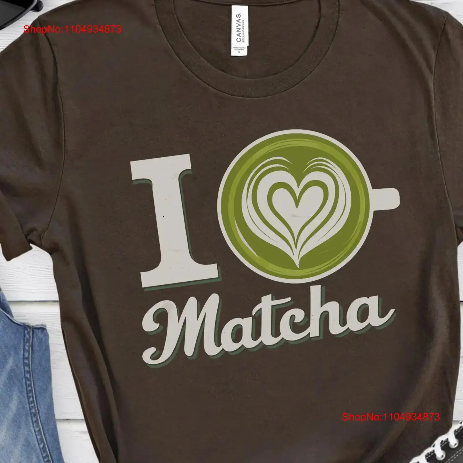 

I Love Matcha T Shirt Latte Matcher Lover Tea Coffee Bubble vintage Washed Casual homme designer clothes Breathable Soft