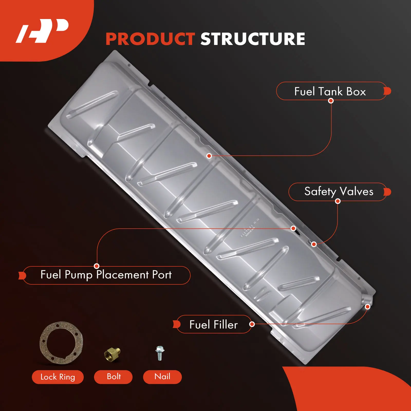 A-Premium 19.5 Gallons Silver Galvanized Steel Fuel Tank for Ford F-100 F-250 F-350 1961-1972