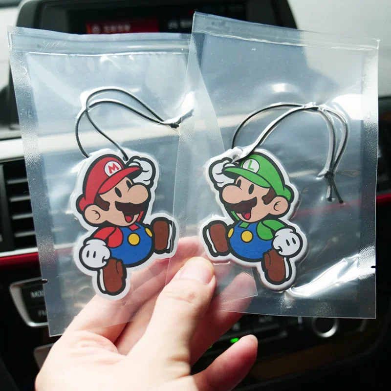 Super Mario Bros Car Fragrance Pendant Anime Car Rear View Hanging Long-Lasting Aromatherapy Cartoon Car Perfume Deodorization