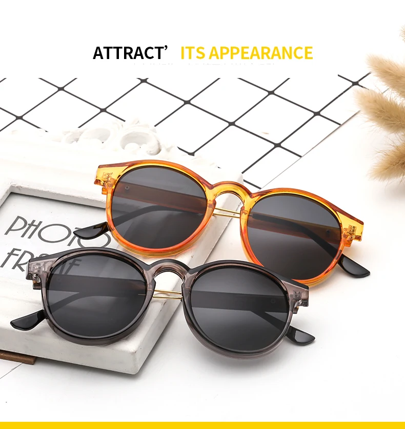 Neue trendige Retro-Sonnenbrille mit Textur, runder Rahmen, modische Sonnenbrille 3185 – Detail 1