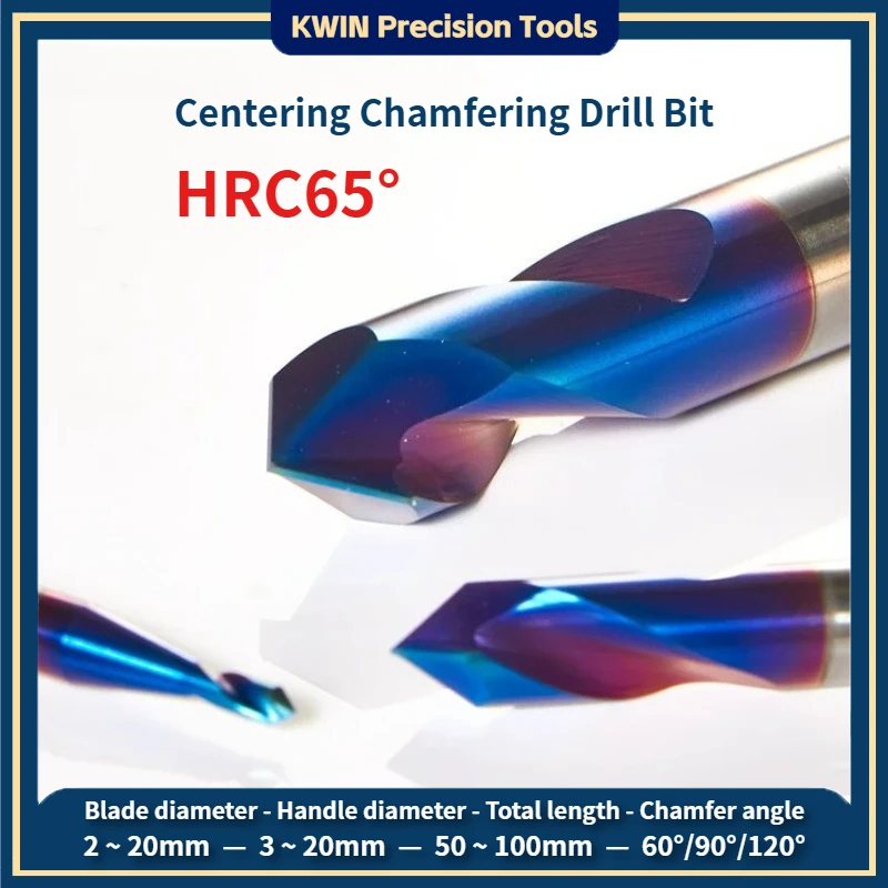 Herramienta KWIN para hacer agujeros, broca de centrado y biselado, broca de punteado 60/90/120 °   Broca de carburo para puntear y biselar de 2-20 mm para acero