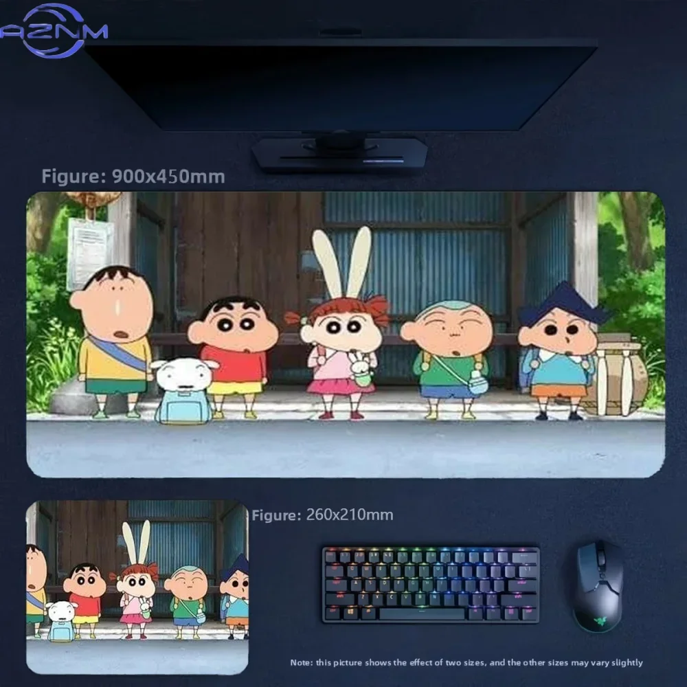 Anime Crayon Shin-chan Friends with Rabbit Ears Large Mousepad Rubber Non-Slip Extended Gaming Desk Mat Keyboard Pad for PC Gami