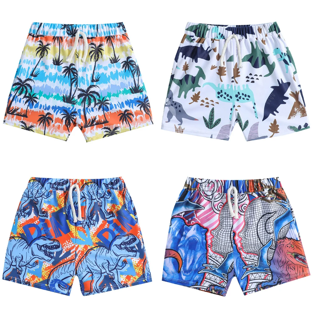 Baby Boys Trunks Newborn Summer Beach Wear Swim Shorts Toddles Cartoon Dinosaur Shark Funny Print Swimwear Seaside Bathing Suits