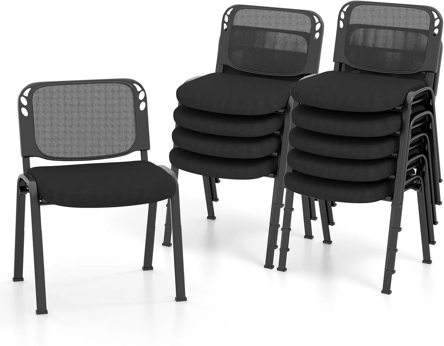 Goflame Stackable Conference Room Chairs Set Of 10, Office Reception Guest Chairs With Mesh Back & Upholstered Fabric Seat,