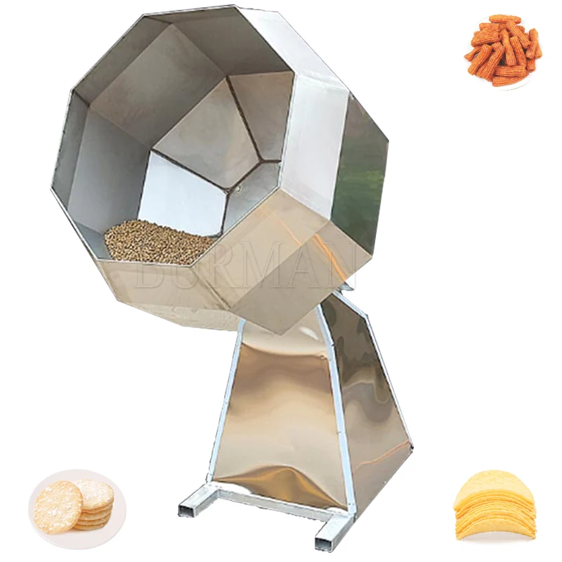 Potato Chips Seasoning Machine Coating Peanuts Spices Mixer Fried Food Flavoring Drum Seasoning Processing Machines