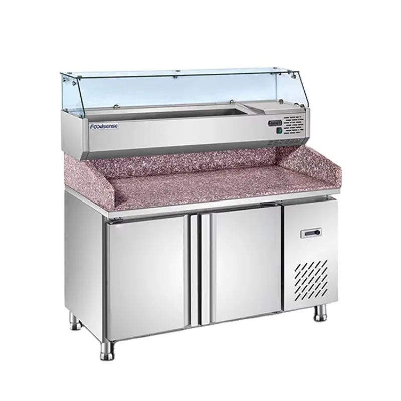 100% High Quality Stainless Steel Display Cooler Kitchen Freezer Pizza Prep Tables Refrigerator for Commercial