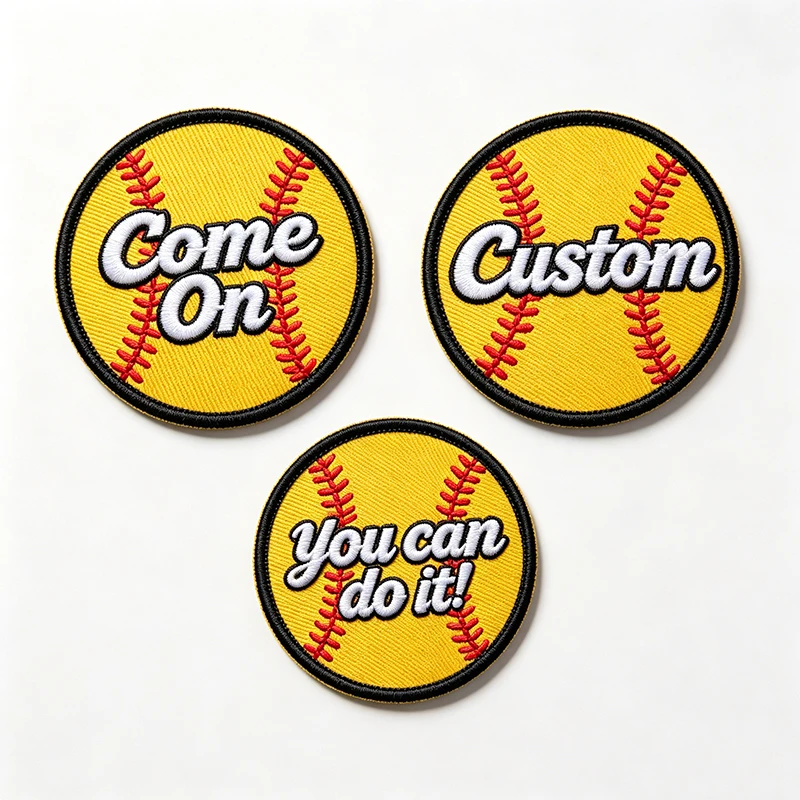 Custom Softball Embroidery Patches Personalized Name Text Iron On Patch For Clothing Hook&Loop Backpack Baseball Sticker Patch