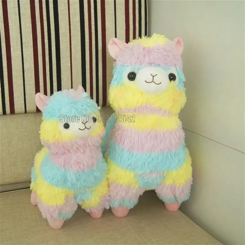 Colorful Stripe Rainbow Alpacasso Alpaca Plush Doll Stuffed Pillow Cushion Toy