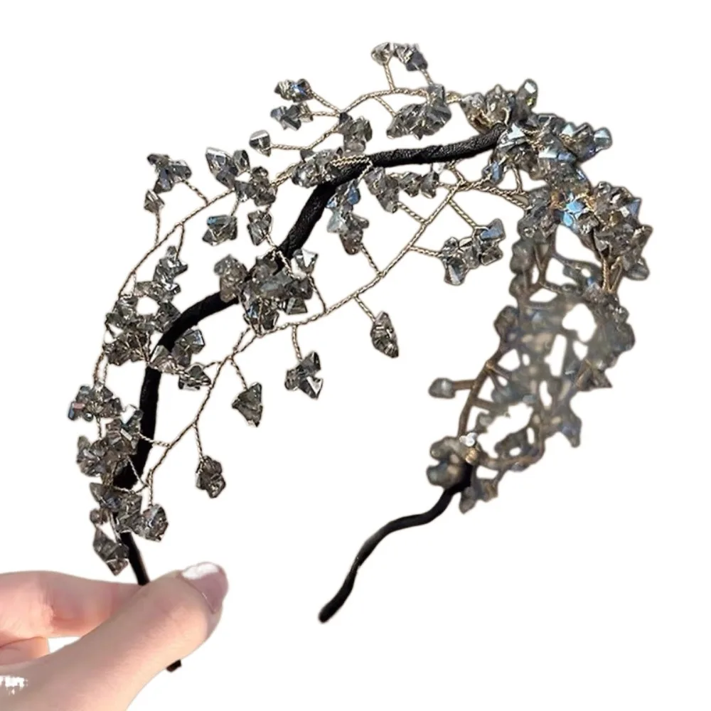 

Korean Style Fairy Vintage Headband Luxury Green Crystal Beaded Hair Hoop Elegant Hair Ornaments Wedding Headwear Women