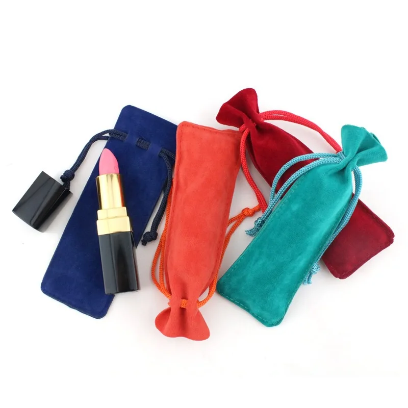 500 pcs/lot Jewelry Cosmetic Bag Colorful Velvet Jewelry Drawstring Bags Velvet Pocket Perfume Toothpick Lipstick Bag Gift Bag