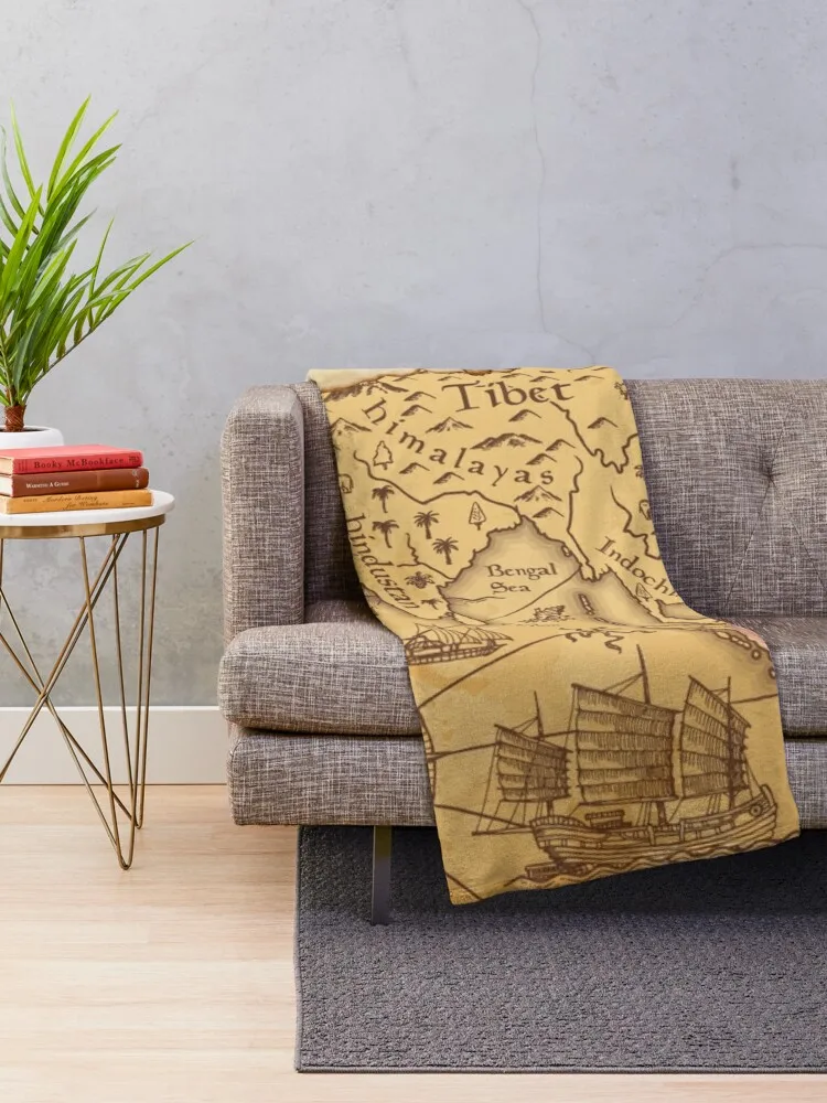 Treasure Hunting - Dark Academia Map Throw Blanket Personalized Gift for sofa Blankets